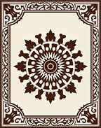 Ornate Dark Floral Medallion Pattern Rug
