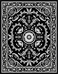 Ornate Floral Scrollwork Monochrome Rug