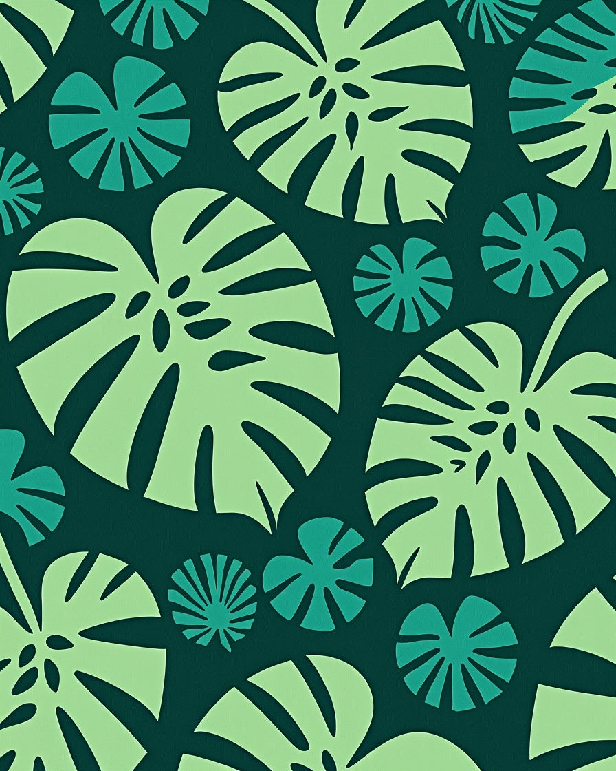 Tropical Leaf Pattern Art Rug