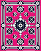 Bold Fuchsia Geometric Starburst Medallion Rug
