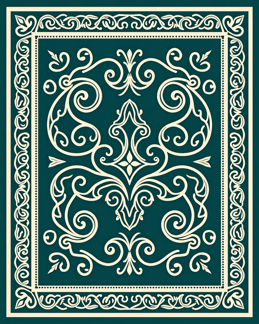 Elaborate Cream Swirl Decorative Rug