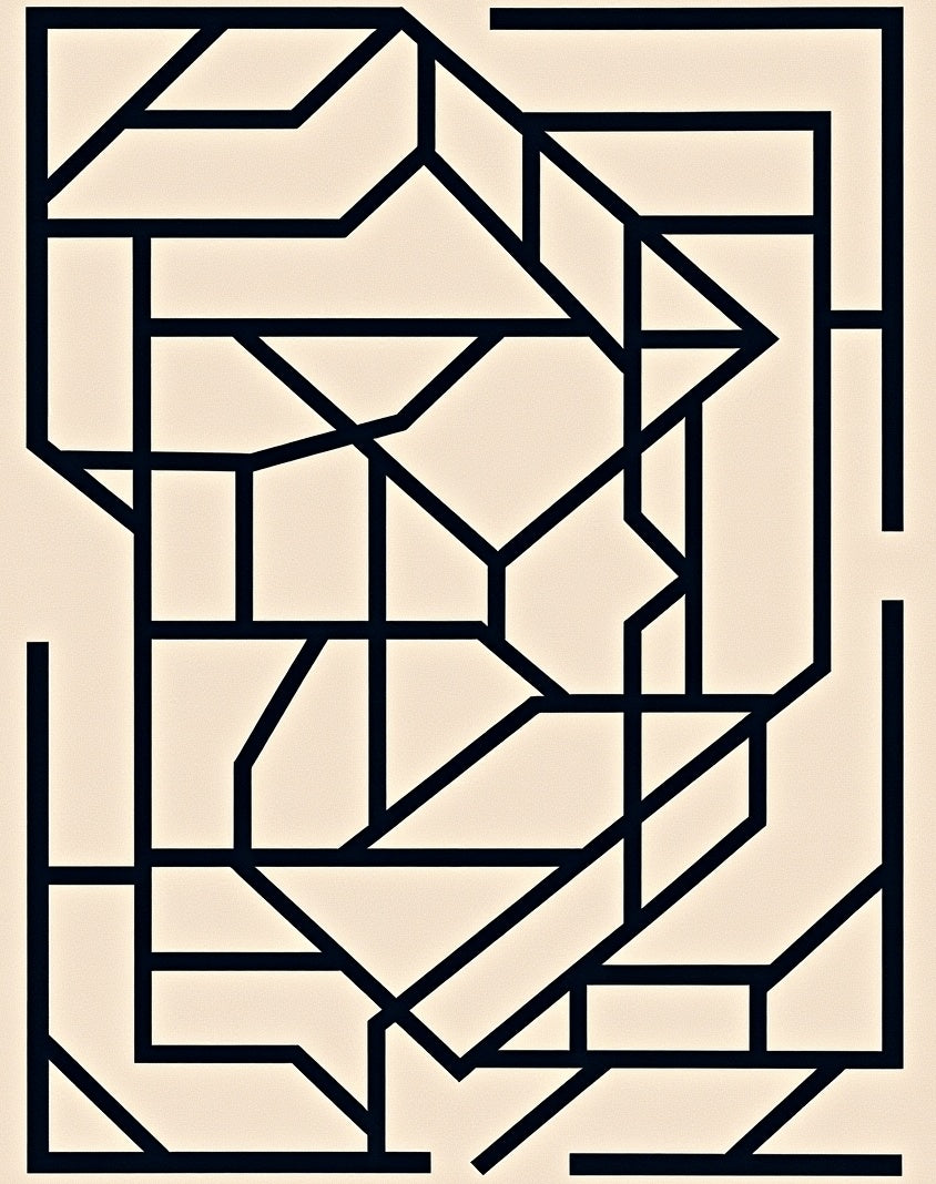 Modern Geometric Black Outline Rug
