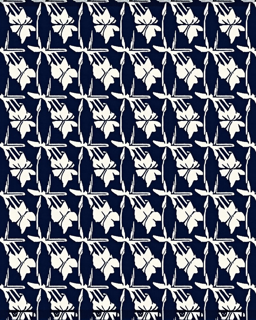 Classic Floral Patterned Navy Rug