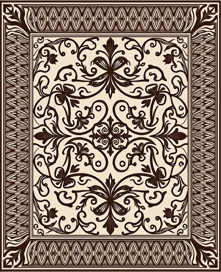 Elegant Floral Swirl Pattern Rug