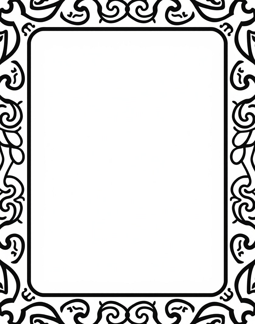 Elegant Black Scrollwork Border Rug