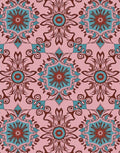Pink Teal Brown Mandala Pattern Rug