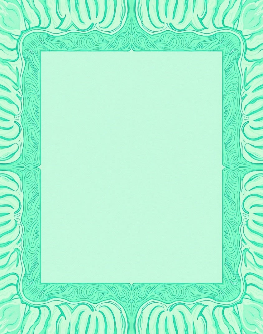 Mint Green Ornate Border Design Rug