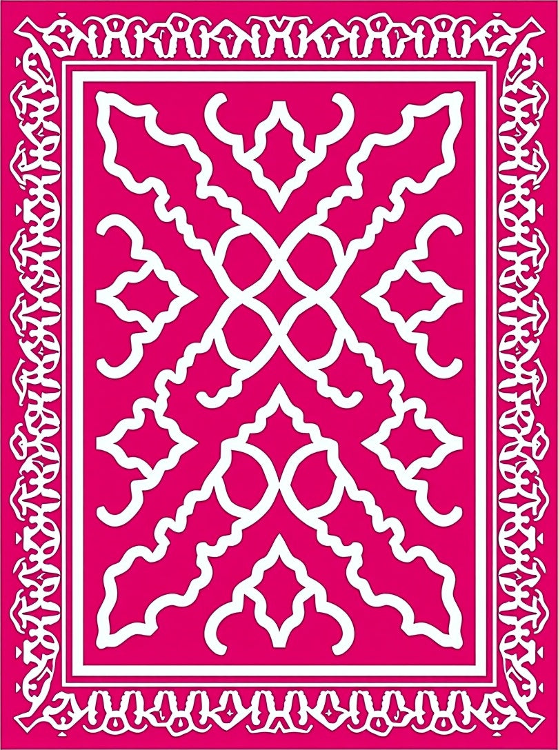Ornate Geometric Pink White Pattern Rug