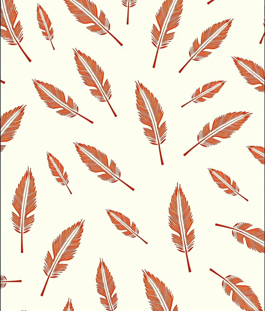 Rustic Orange Feather Pattern Rug