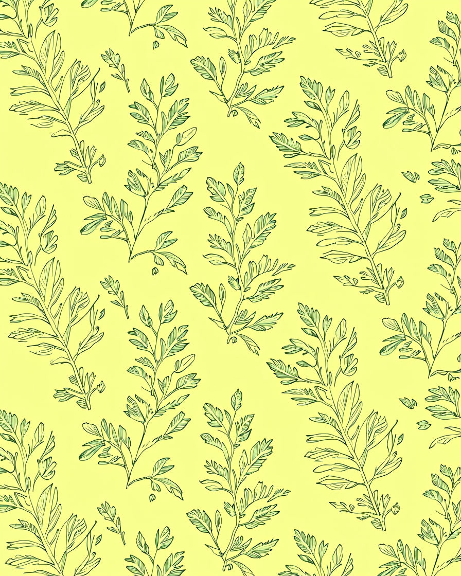 Delicate Green Leafy Vine Pattern Rug