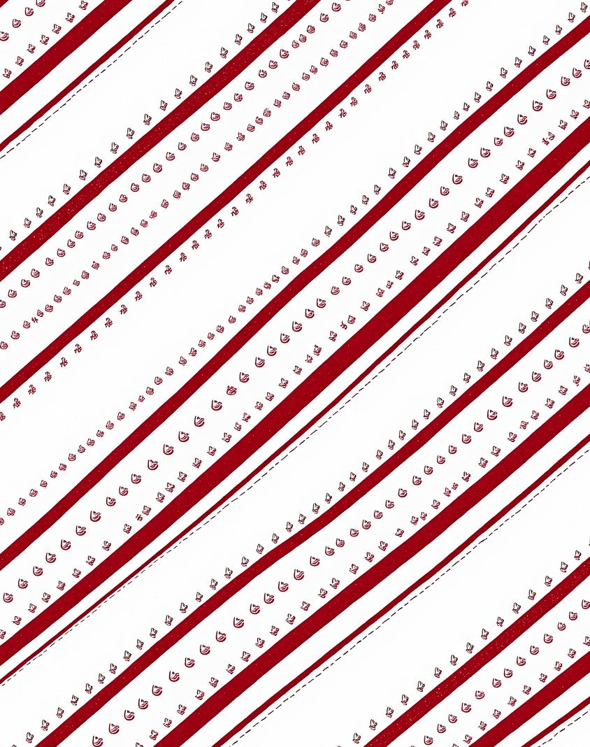 Red White Diagonal Stripe Floral Rug
