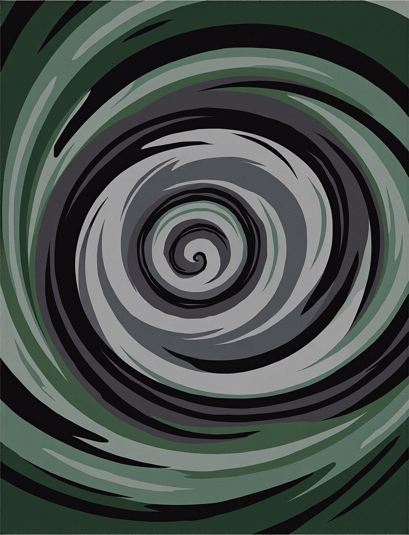 Abstract Swirls of Green and Gray Rug