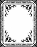 Black Intricate Floral Border Design Rug