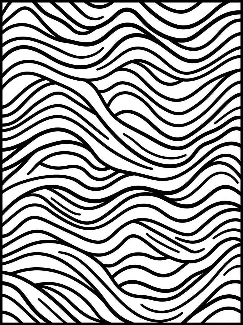 Abstract Black White Wavy Lines Rug