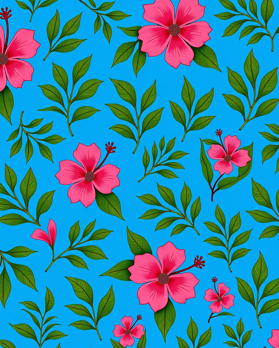 Tropical Hibiscus Blossom Pattern Rug