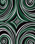 Abstract Swirl Green Black White Rug