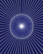 Radiant Sunburst Abstract Blue Rug