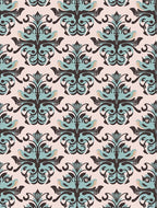 Vintage Teal Scrollwork Pattern Rug