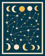 Celestial Moon Star Constellation Pattern Rug