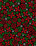 Red Green Poinsettia Snowflake Blooms Rug