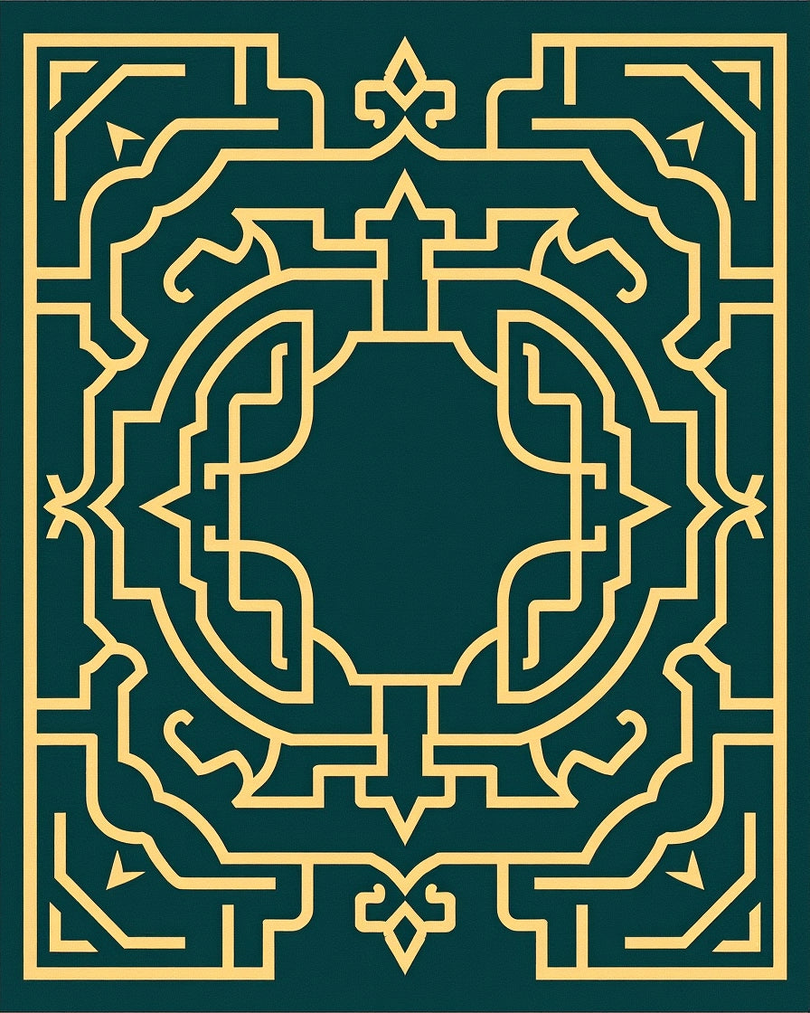 Elegant Gold Geometric Pattern Rug