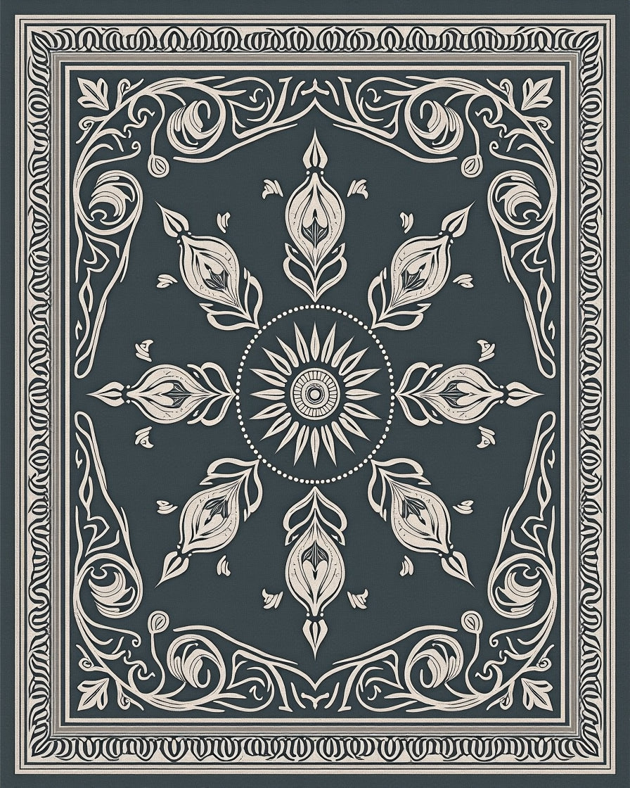 Elegant Cream Floral Medallion Rug