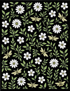Floral And Insect Pattern Rug
