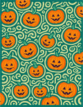 Carved Jack-o'-lantern Swirls Teal Rug