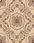 Sepia Floral Scrollwork Pattern Rug