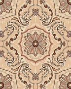 Sepia Floral Scrollwork Pattern Rug