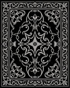 Ornate Floral Scrollwork Black Rug