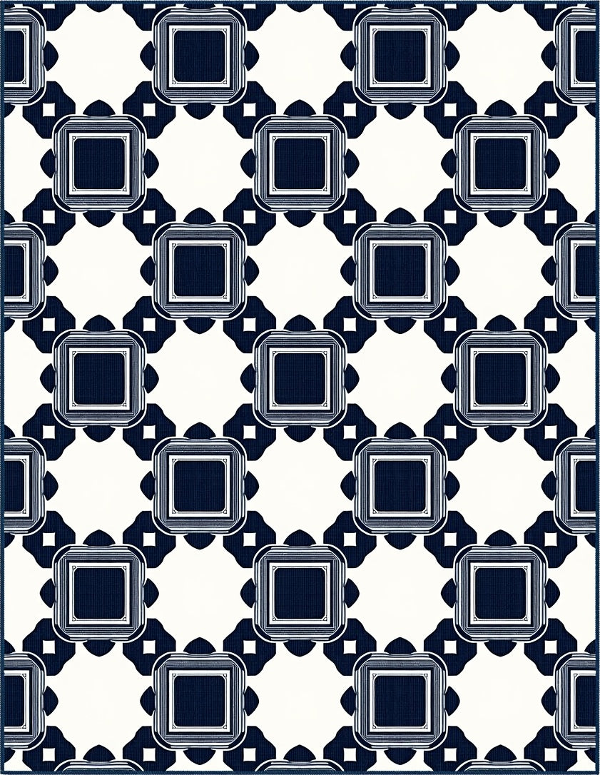 Classic Square With Motif Design Rug