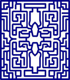 Blue Geometric Maze Pattern Rug