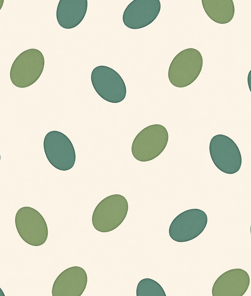 Green Oval Pattern Textile Rug