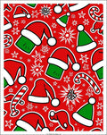 Red Festive Santa Hats Candy Canes Rug