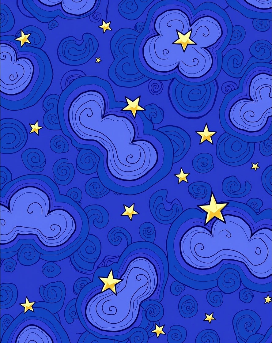Deep Blue Starry Night Clouds Rug