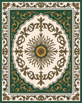 Ornate Green Gold Floral Pattern Rug