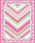 Pink Green Chevron Patterned Decorative Rug