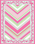 Pink Green Chevron Patterned Decorative Rug
