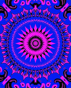 Vibrant Pink Blue Floral Mandala Design Rug