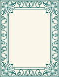 Ornate Teal Floral Border Rug