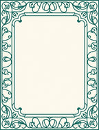 Ornate Teal Floral Border Rug