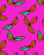 Artistic Orange Butterfly Pattern Rug