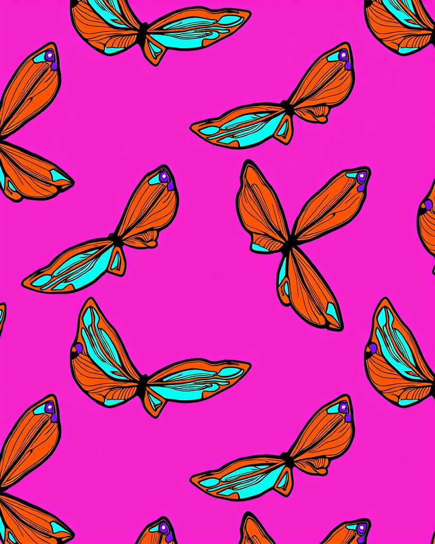 Artistic Orange Butterfly Pattern Rug