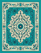 Intricate Teal Floral Medallion Rug