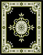 Elegant Green Floral Medallion Rug