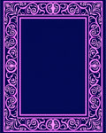 Ornate Pink Navy Floral Border Rug