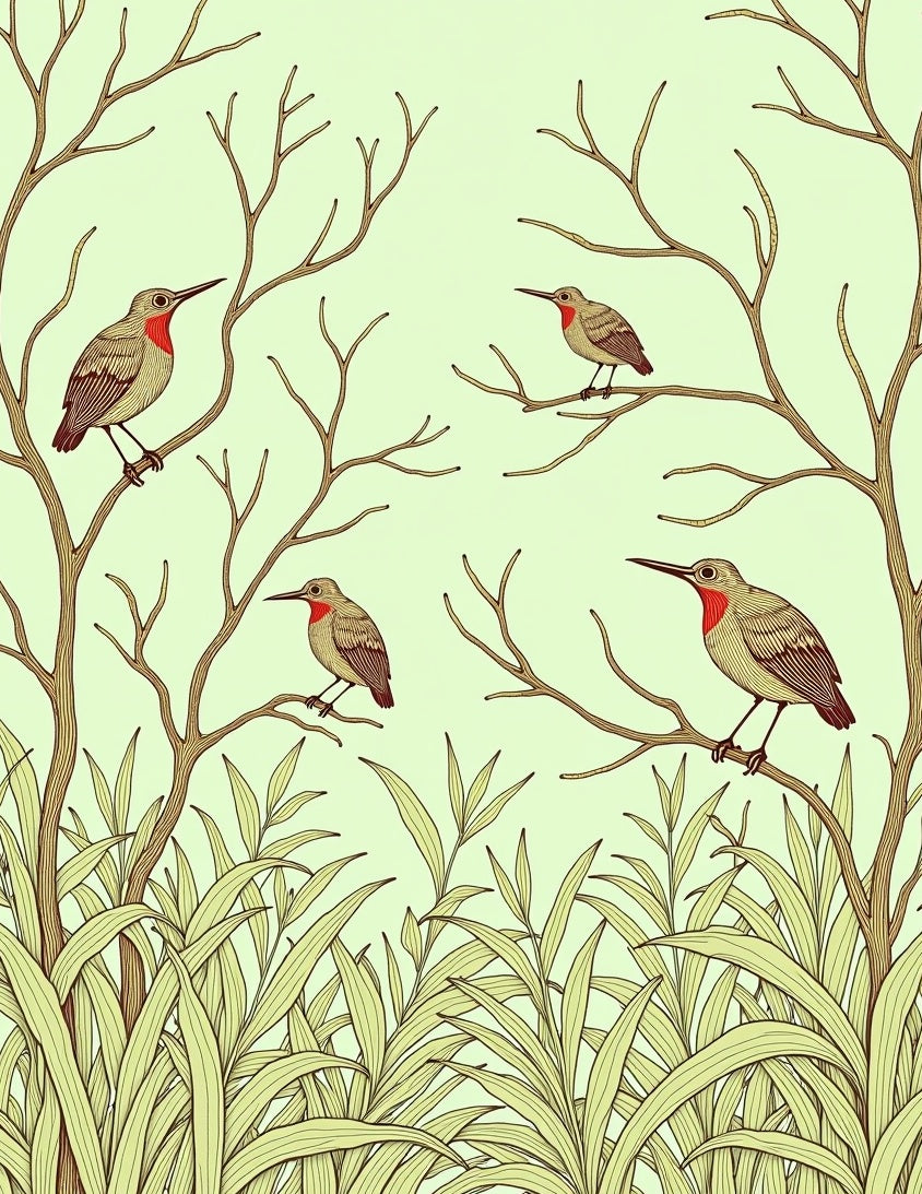 Birds Perched on Spring Branches Rug