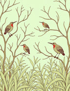 Birds Perched on Spring Branches Rug