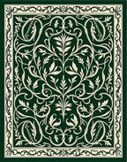 Green Ivory Floral Swirls Rug